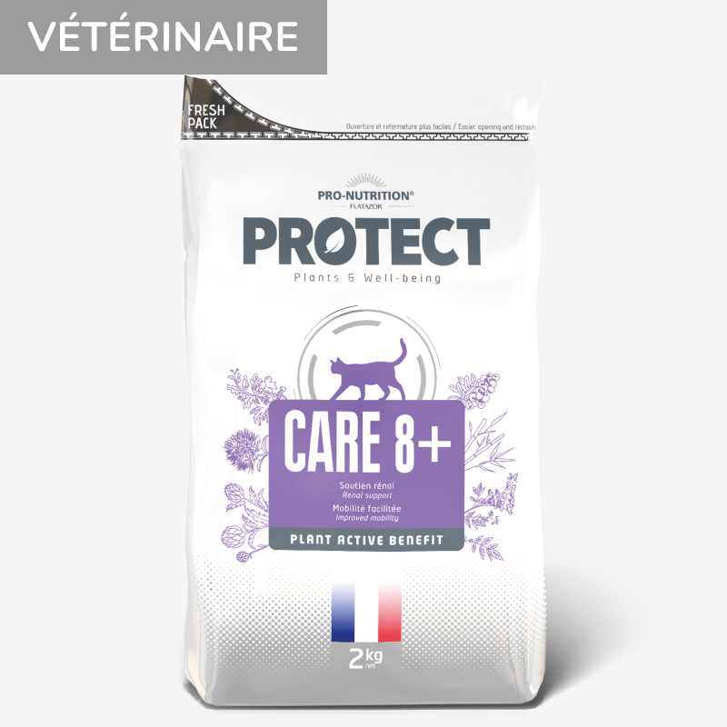 PROTECT CHAT  CARE 8+ | Croquettes vétérinaires pour chat senior 2kg  - Pro Nutrition - Flatazor