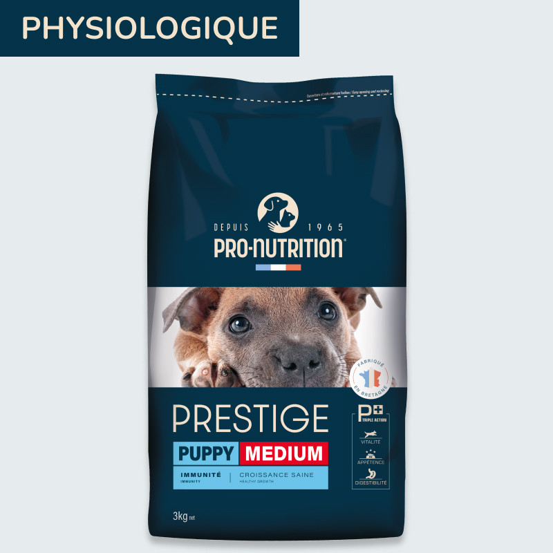 PRESTIGE CHIEN PUPPY MEDIUM | Croquettes pour chiot ou croquettes femelle en gestation 3kg Abonnement Toutes les 3 semaines  - Pro Nutrition - Flatazor