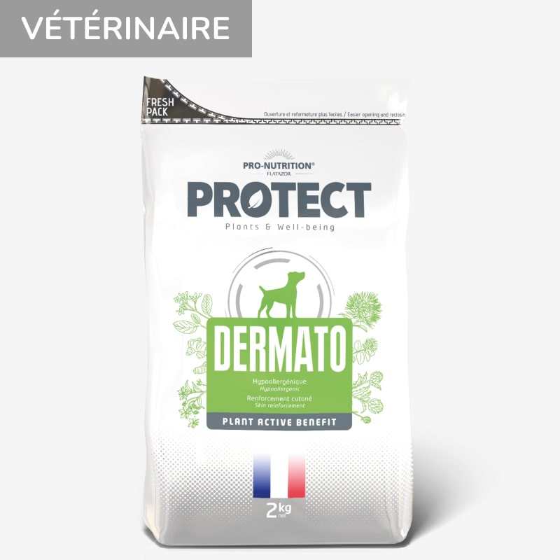 Protect Chien  Dermato | Croquettes Vétérinaires Pour Chien Présentant Des Troubles Cutanés 12kg Achat En Une Fois - Pro-nutrition Flatazor