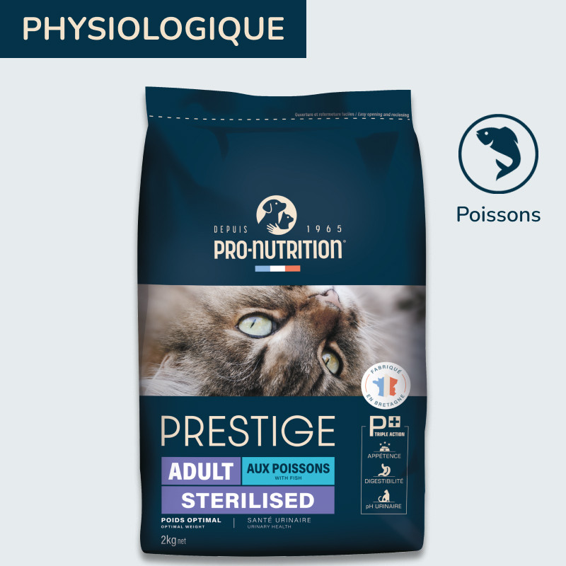 PRESTIGE CHAT ADULT AUX POISSONS STERILISED | Croquettes pour chat stérilisé aux poissons 10kg  - Pro Nutrition - Flatazor