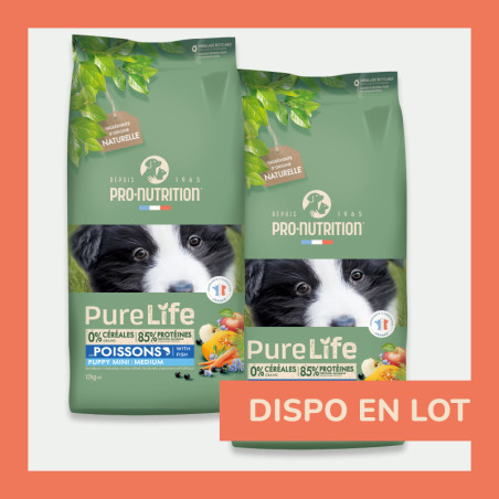  Pure Life chien Puppy Mini Medium Poissons | Croquettes sans céréales pour chiot de petite ou moyenne taille - saveur poissonsP