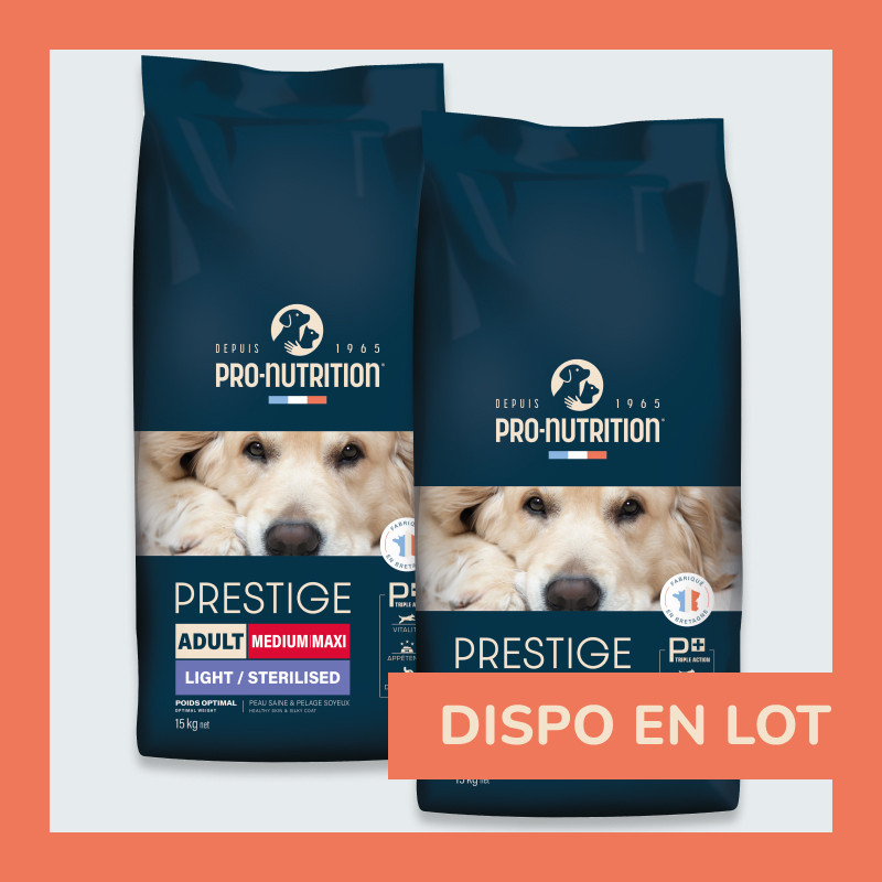 PRESTIGE CHIEN ADULT MEDIUM MAXI LIGHT / STERILISED | Croquettes pour chien de moyenne et grande taille stérilisé  - Pro Nutrition - Flatazor