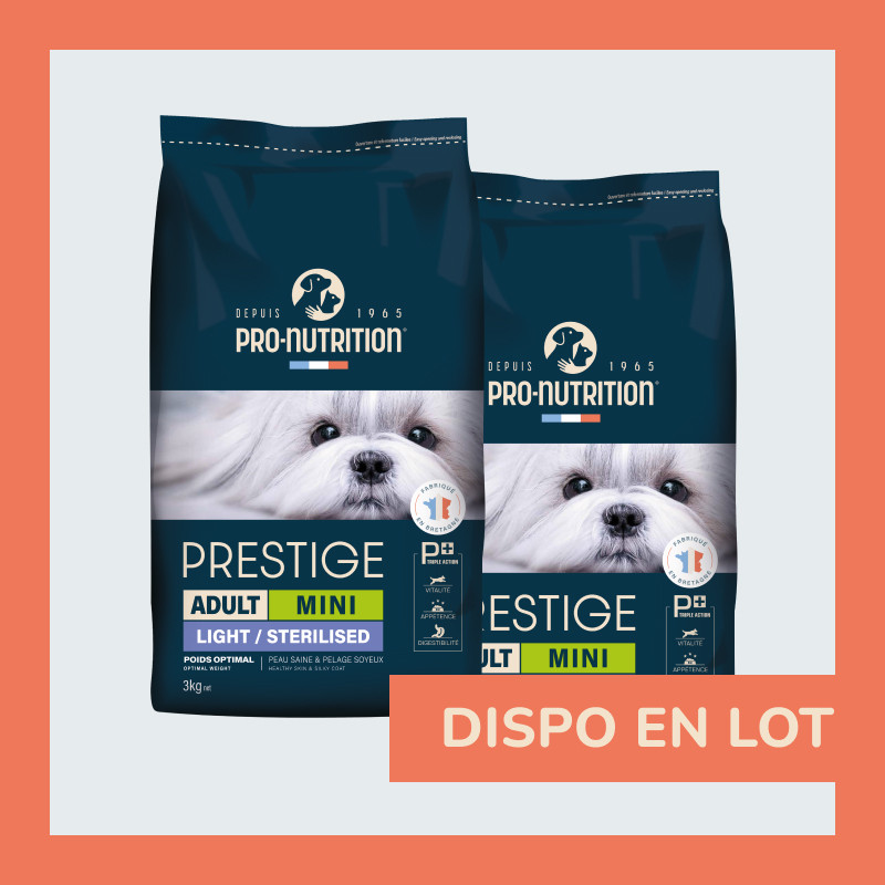 PRESTIGE CHIEN ADULT MINI LIGHT / STERILISED| Croquettes pour petit chien stérilisé - Pro Nutrition - Flatazor