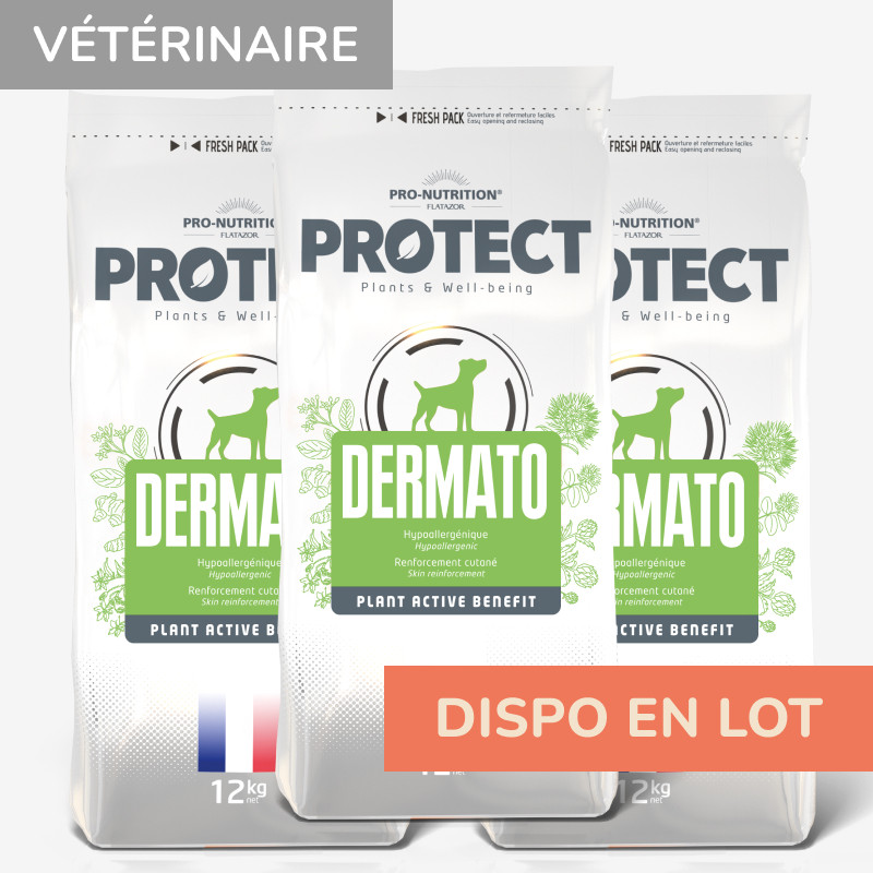 Protect Chien Dermato - Croquettes Hypoallergéniques Pour Chien Présentant Des Troubles Cutanés - Lot 3x12kg - Pro-nutrition Flatazor