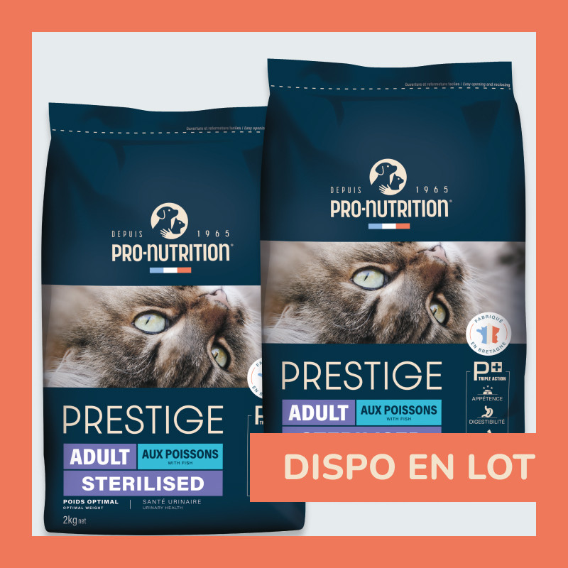 PRESTIGE CHAT ADULT AUX POISSONS STERILISED | Croquettes pour chat stérilisé aux poissons LOT - 2x10kg  - Pro Nutrition - Flatazor