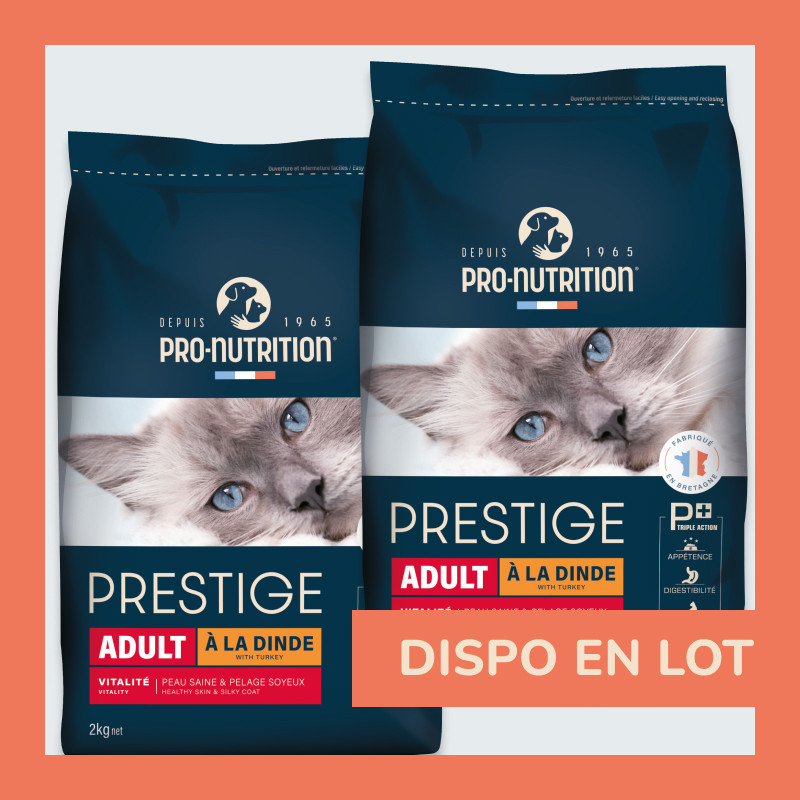 PRESTIGE CHAT ADULT A LA DINDE | Croquettes pour chat adulte à la dinde LOT - 2x10kg  - Pro Nutrition - Flatazor