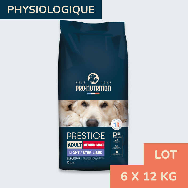 Prestige Chien Adult Medium Maxi Light / Sterilised | Croquettes Pour Chien De Moyenne Et Grande Taille Stérilisé - Lot 6x15kg - Pro-nutrition Flatazo