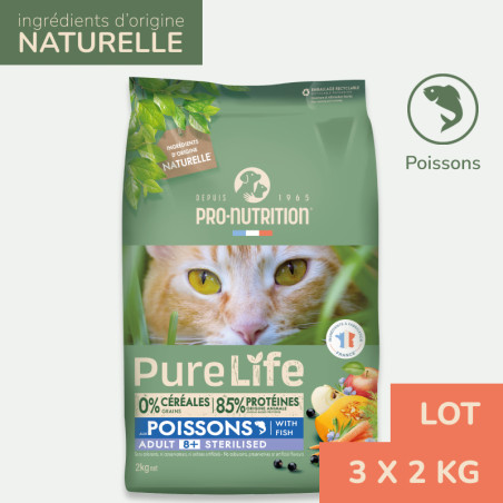  PURE LIFE CHAT ADULT 8+  POISSONS | Croquettes sans céréales pour  chat senior aux poissons - LOT 3x2kgPro-Nutrition Flatazor 1