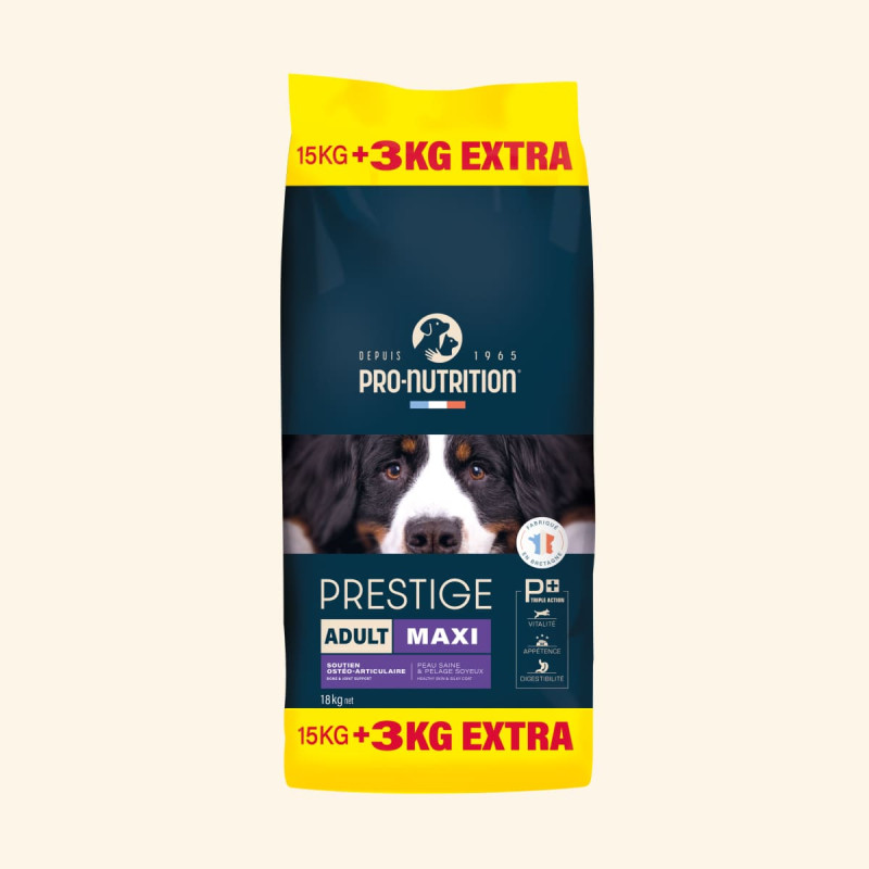 PRESTIGE CHIEN ADULT MAXI | Croquettes pour grand chien - 15+3Kg offerts  - Pro Nutrition - Flatazor